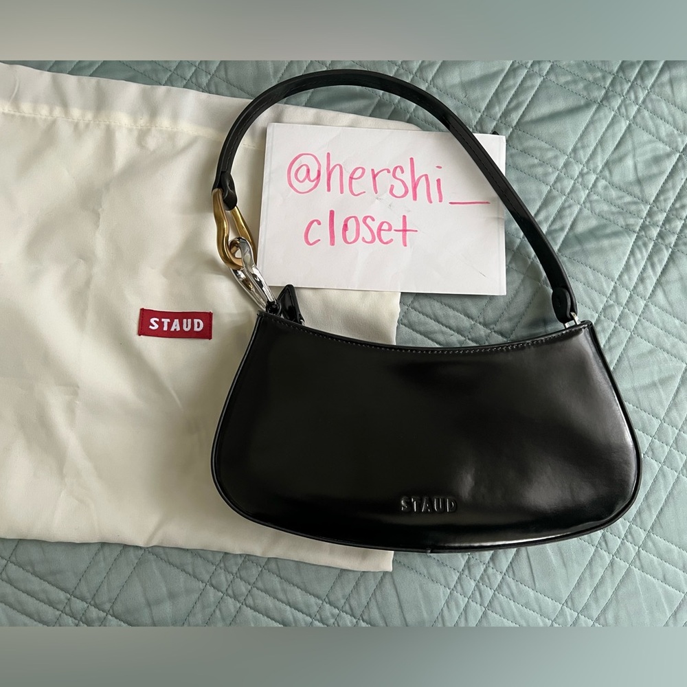 STAUD Black Leather Shoulder Bag - Picture 3 of 14